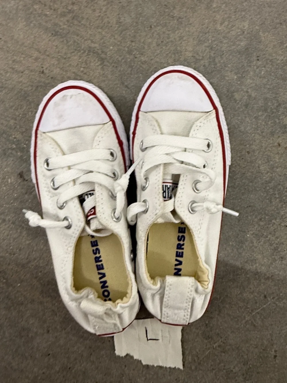 Converse Kids White Canvas Low-Top Sneakers with Red Trim